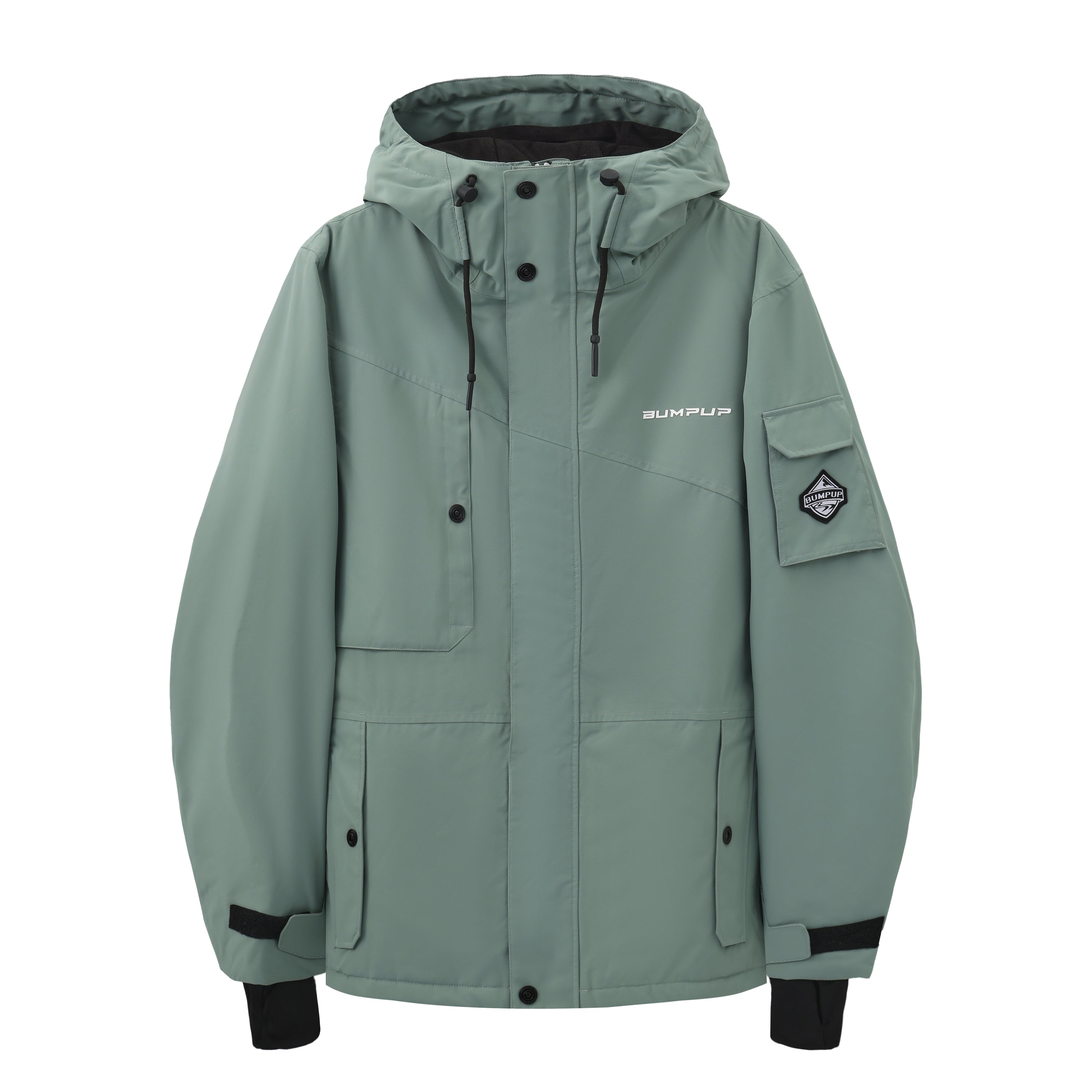 BUMP Iconic Utility Ski Jacket for Men & Women, Insulated Snowboard Jacket Green Camo