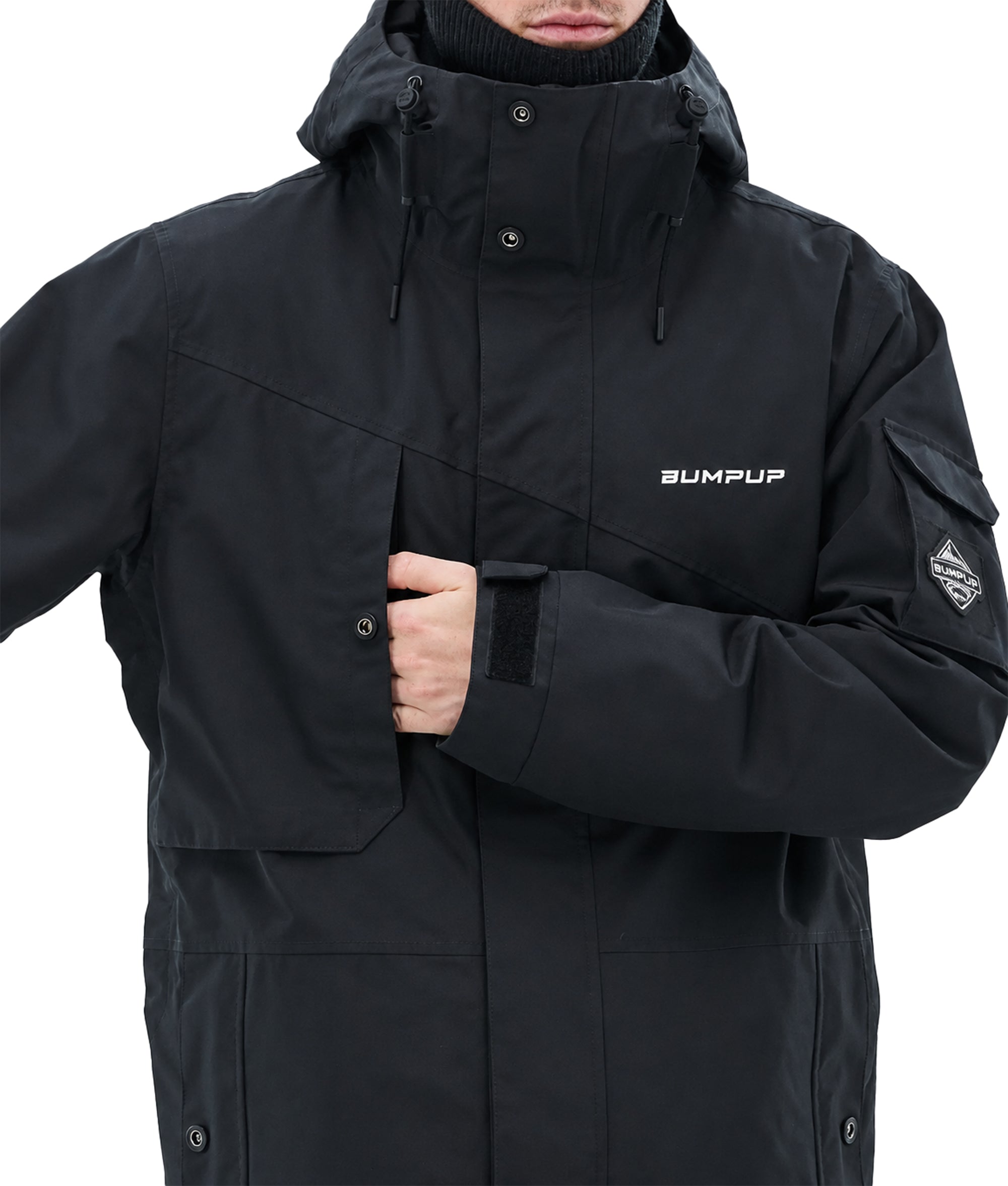 BUMP Iconic Utility Ski Jacket for Men & Women, Insulated Snowboard Jacket Black