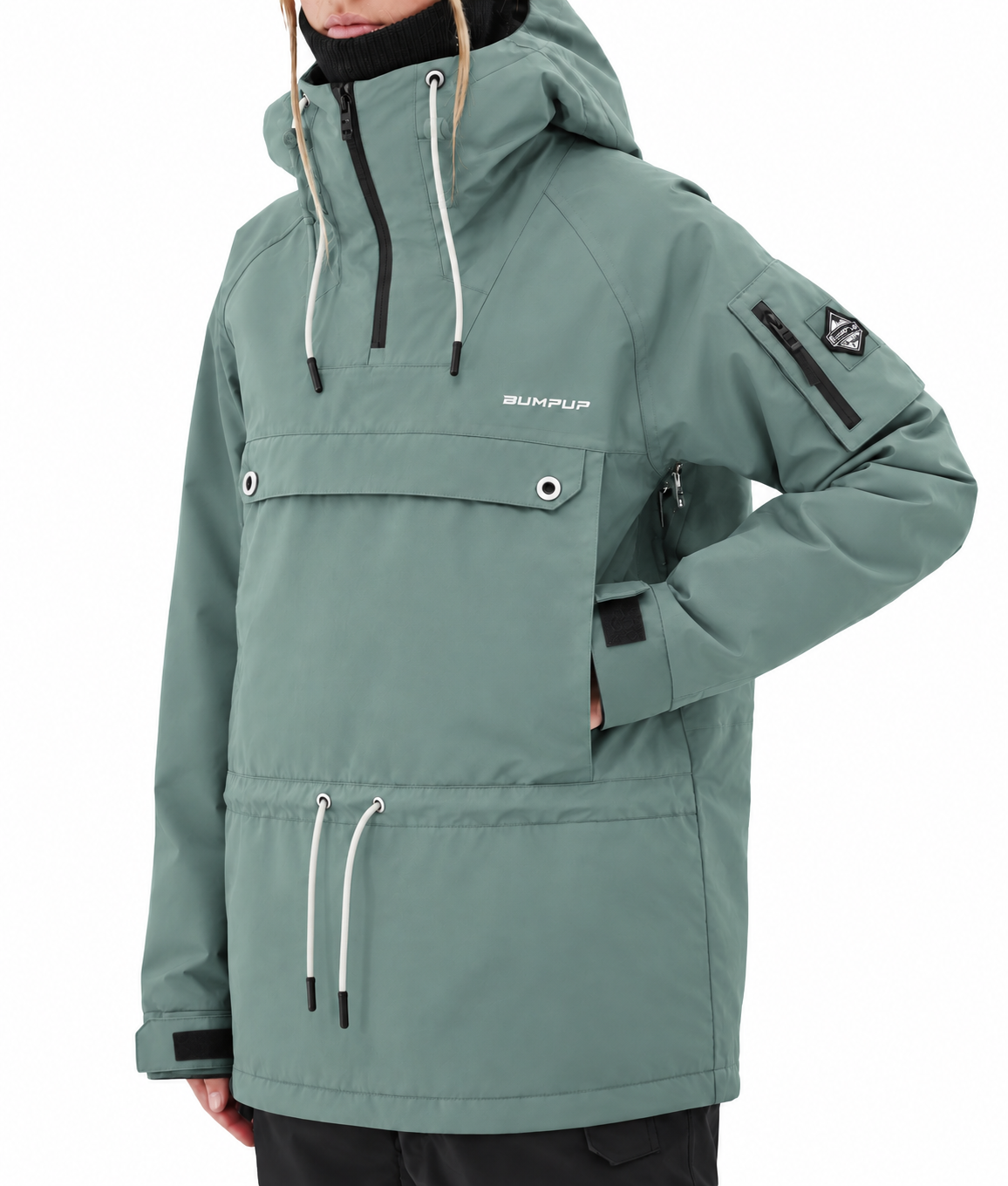 BUMP Insulated Anorak Ski Jacket for Men&Women, Pullover snowboard Jacket Faded Green