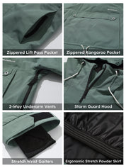 BUMP Insulated Anorak Ski Jacket for Men&Women, Pullover Snowboard  Jacket Coral