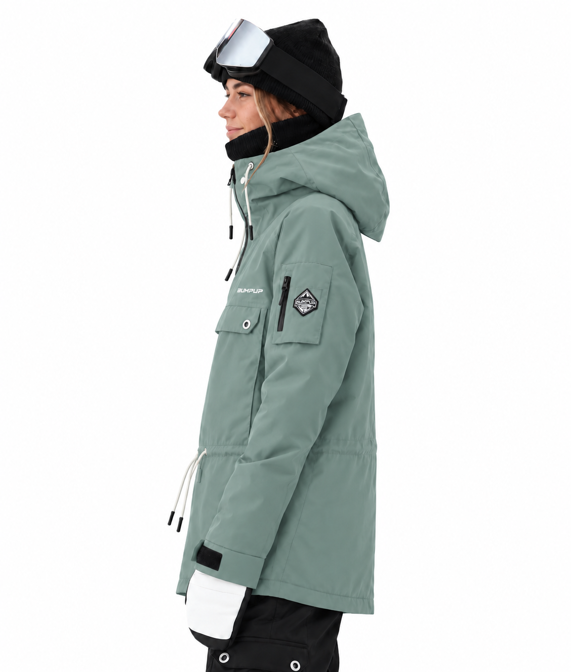 BUMP Insulated Anorak Ski Jacket for Men&Women, Pullover snowboard Jacket Faded Green