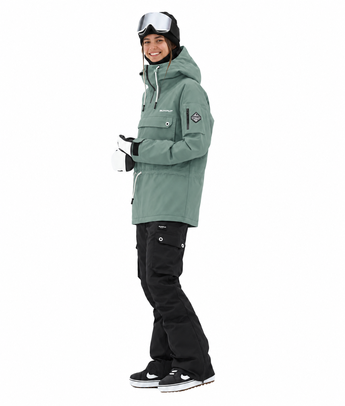 BUMP Insulated Anorak Ski Jacket for Men&Women, Pullover snowboard Jacket Faded Green