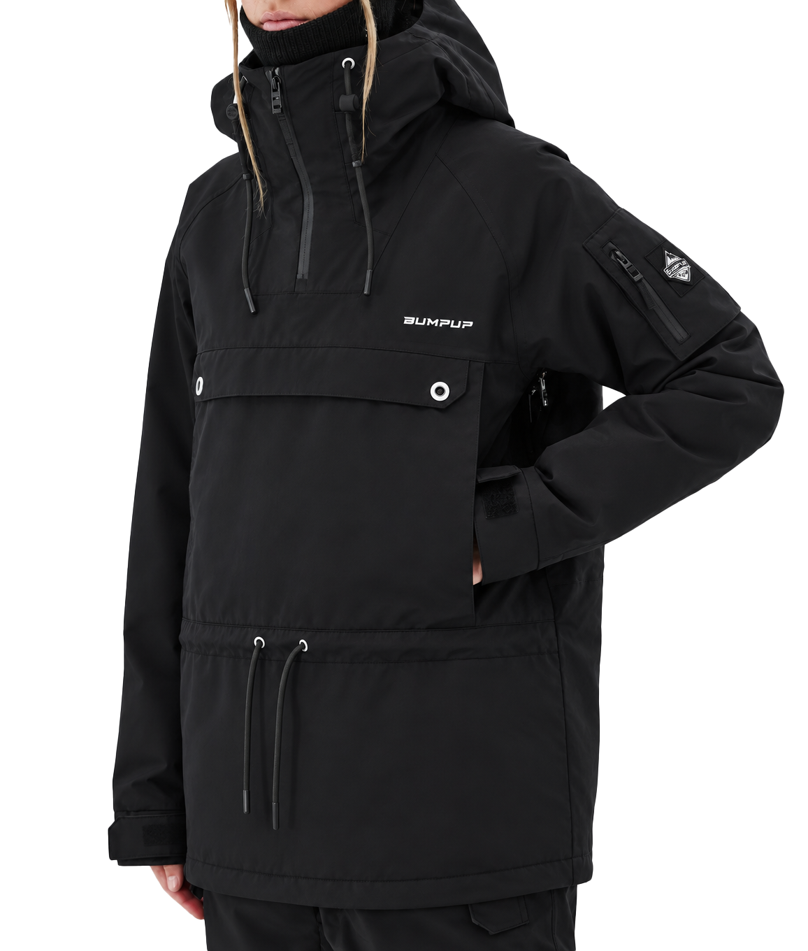 BUMP Insulated Anorak Ski Jacket for Men&Women, Pullover Snowboard  Jacket Black