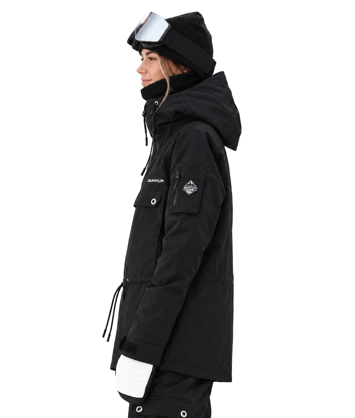 BUMP Insulated Anorak Ski Jacket for Men&Women, Pullover Snowboard  Jacket Black