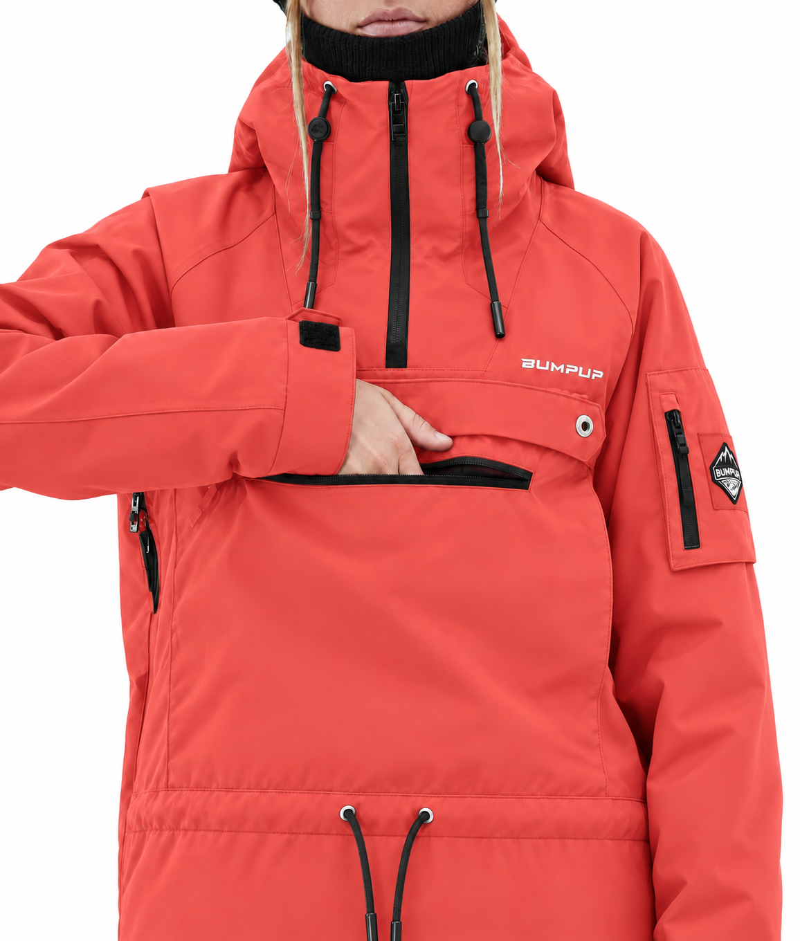 BUMP Insulated Anorak Ski Jacket for Men&Women, Pullover Snowboard  Jacket Coral