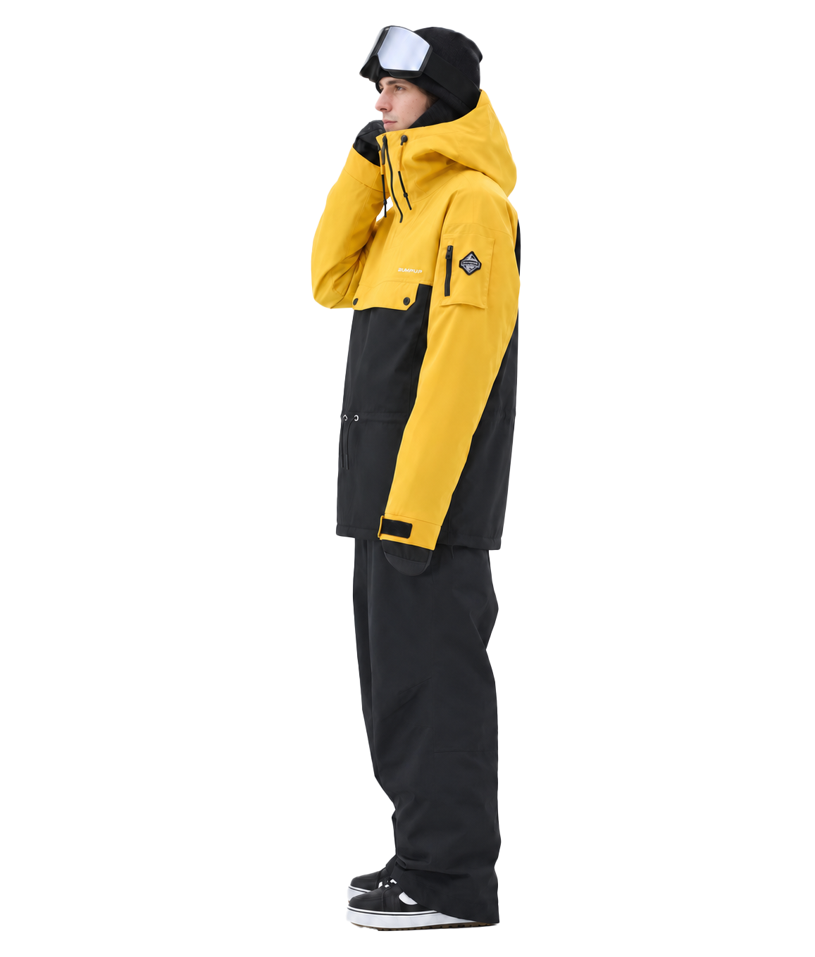 BUMP Insulated Anorak Ski Jacket for Men&Women, Pullover snowboard Jacket Yellow/Black