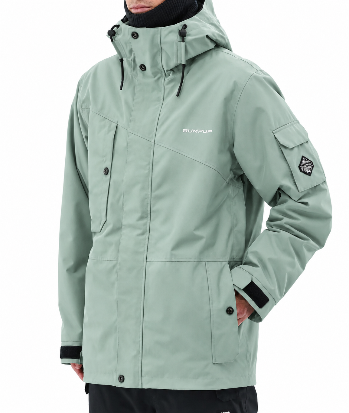 BUMP Iconic Utility Ski Jacket for Men & Women, Insulated Snowboard Jacket Faded Green