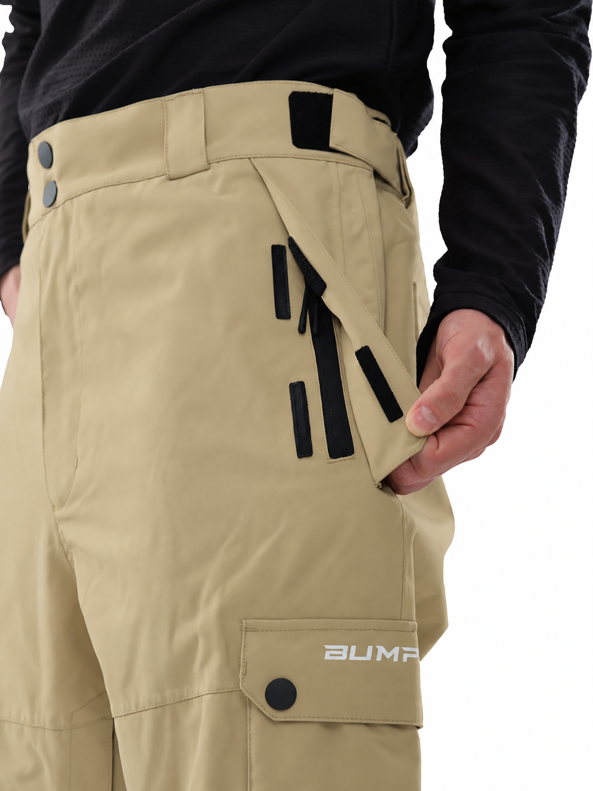 Iconic Cargo Ski Pants for Men & Women, Waterproof Snow Pants Khaki