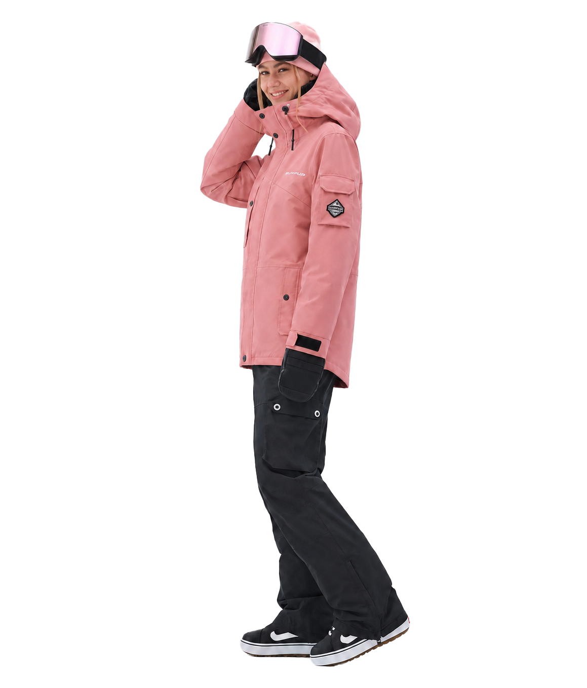 BUMP Iconic Utility Ski Jacket for Men & Women, Insulated Snowboard Jacket Soft Pink